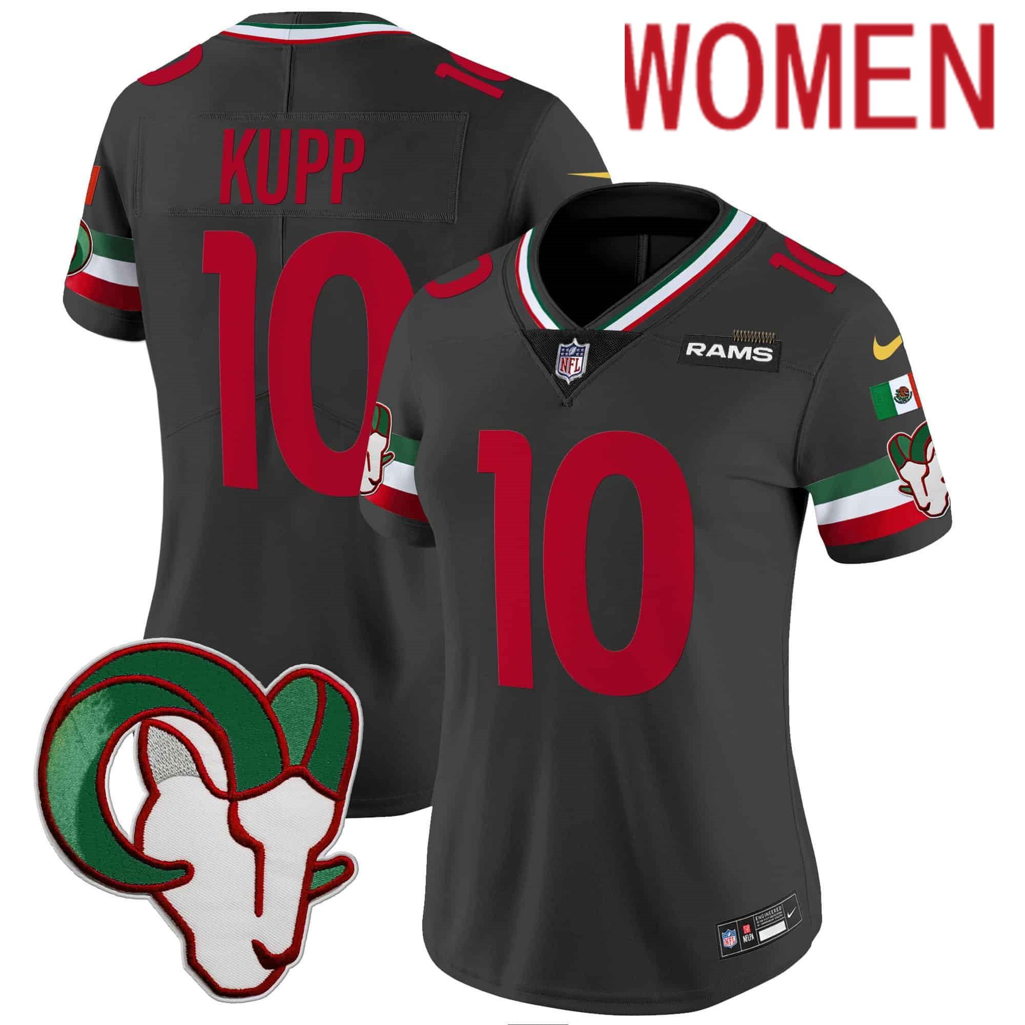 Women Los Angeles Rams #10 Kupp Black 2024 Nike Mexico Vapor Limited NFL Jersey